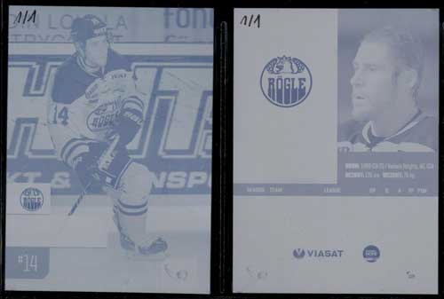 HockeyAllsvenskan 2014-15, Press Plates (Cut From Metal) #HA-229 Justin Brostrom RÖGLE BK