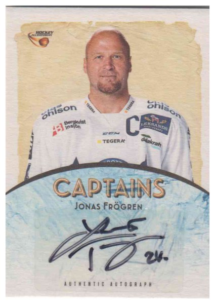 Captains Autograph Cards 2015-16 HockeyAllsvenskan NNO Jonas Frögren XX/25