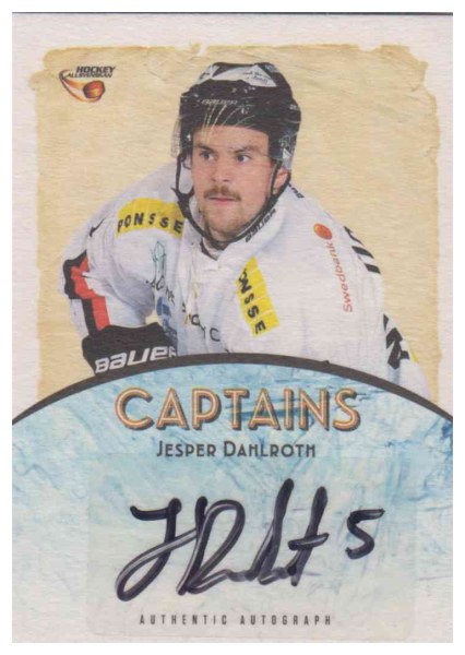 Captains Autograph Cards 2015-16 HockeyAllsvenskan NNO Jesper Dahlroth XX/25