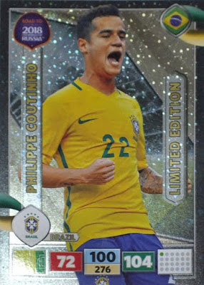 XXL Philippe Coutinho - Brazil, Limited Edition, Panini Road To World Cup Russia 2018 (Stort kort)