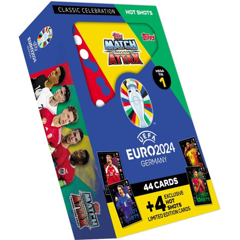 Mega Tin - 2024 Topps EURO Match Attax Trading Cards (Färg varierar)