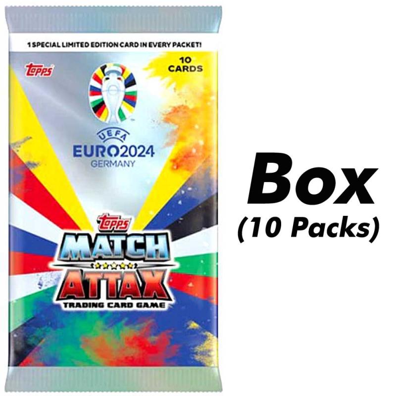 FÖRHANDSVISNING: Hel Box Premium Pro Packet (10 Paket) - 2024 Topps EURO Match Attax Trading Cards (Börjar säljas när mer info finns)