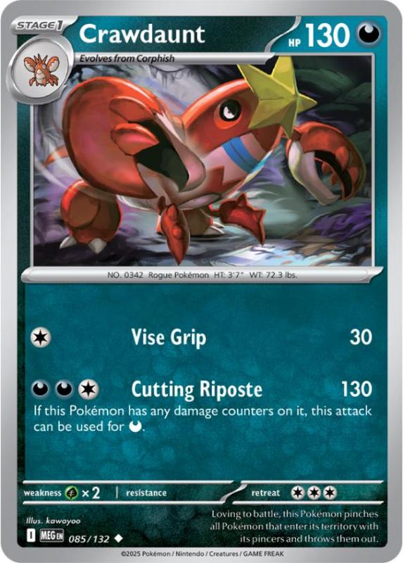 ME01 - Mega Evolutions - 085/132 - Crawdaunt - Uncommon Reverse