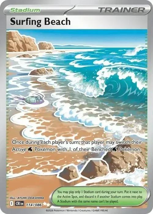 ME04 - Chaos Rising - 114/086 - Surfing Beach - Ultra Rare