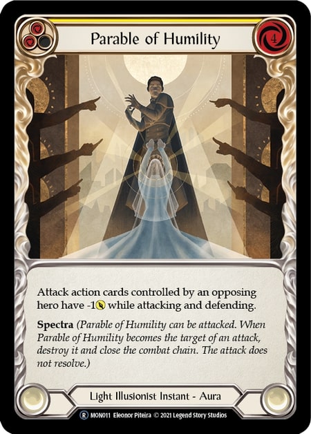 MON011-RF - Parable of Humility Yellow - Rare - Rainbow Foil