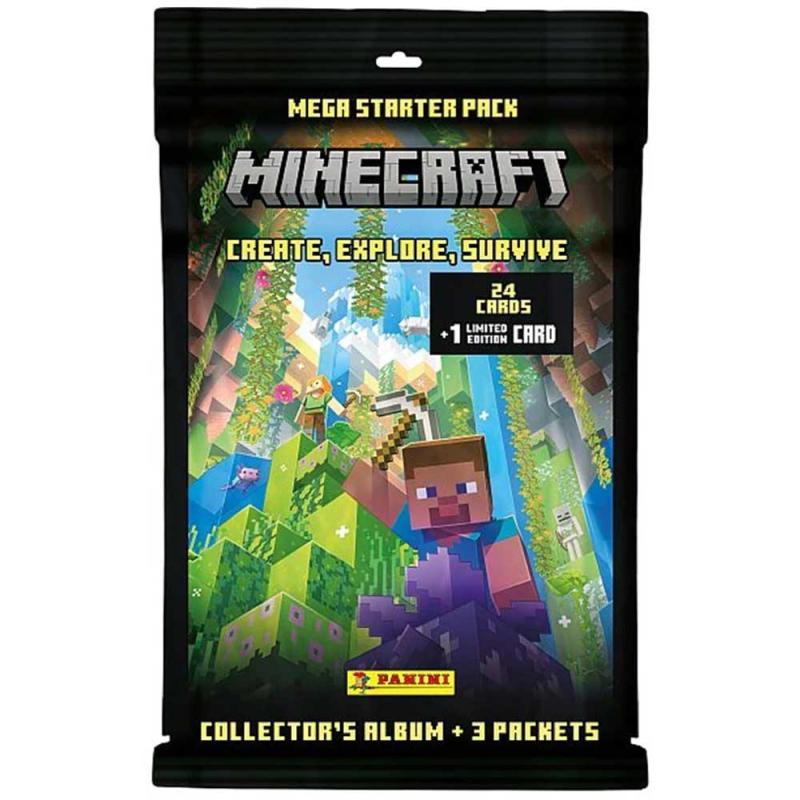 Minecraft 3 Trading Cards (Create, Explore, Survive), Starter Pack (Album + kort)