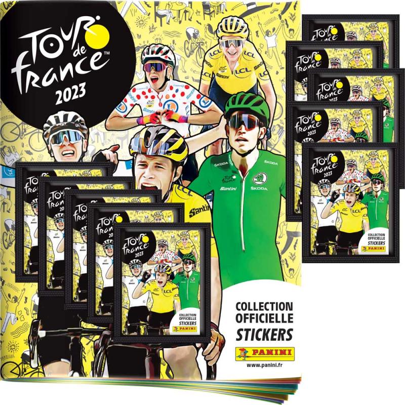 10 Paket + Gratis Album - Panini Stickers Tour de France 2023 (Klisterbilder)