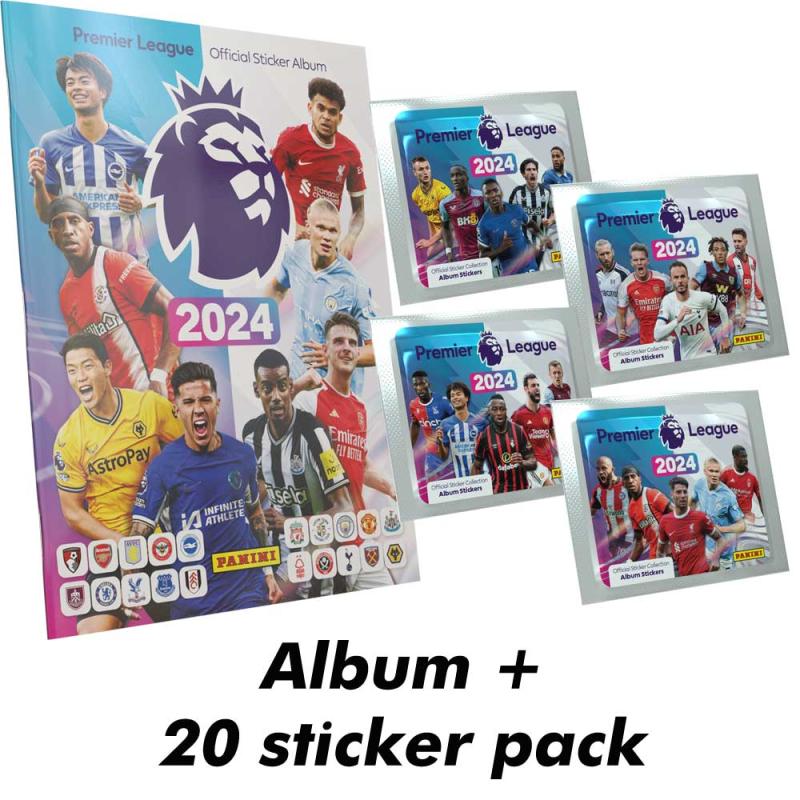 20st Paket + Gratis Album 2024 Panini Premier League Stickers (Klisterbilder)