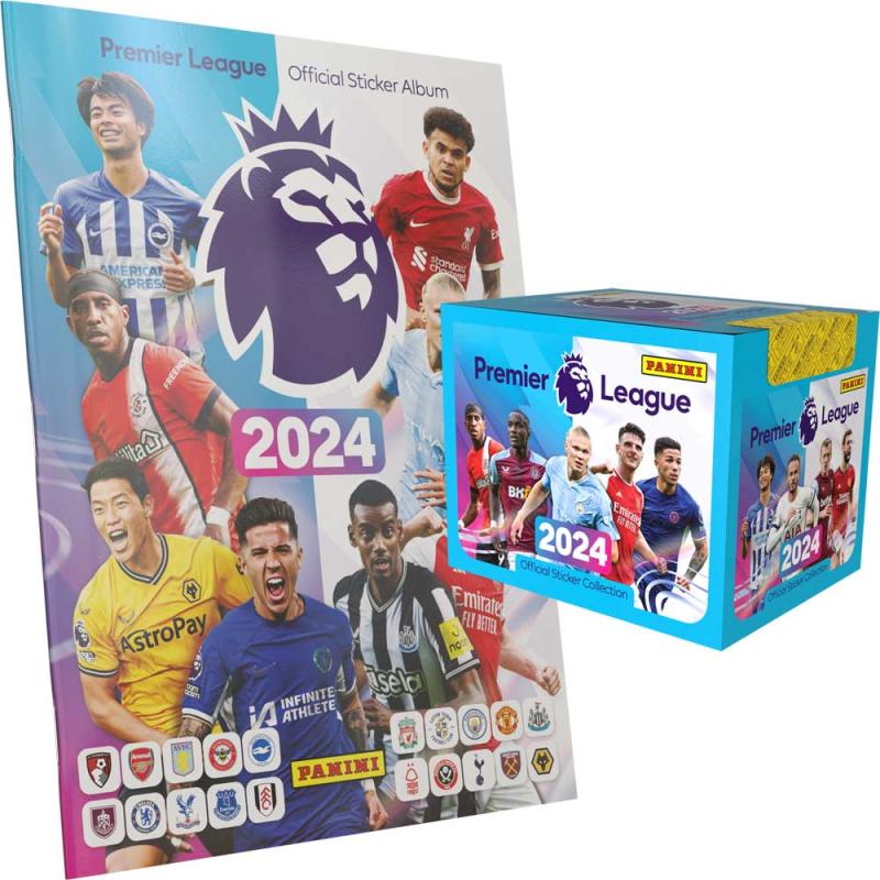 Box (50 Packs) + Free Album 2024 Panini Premier League Stickers (Klisterbilder)