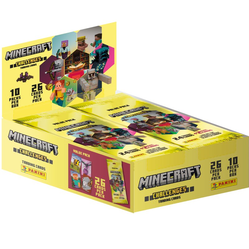 Minecraft 4 Trading Cards (Challenges), Value Pack Box (10 Value Packs)