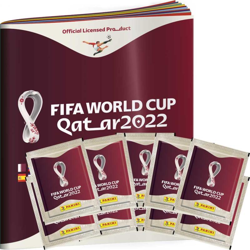 10st Paket + Gratis Album, Panini Stickers FIFA World Cup 2022 (Klisterbilder)