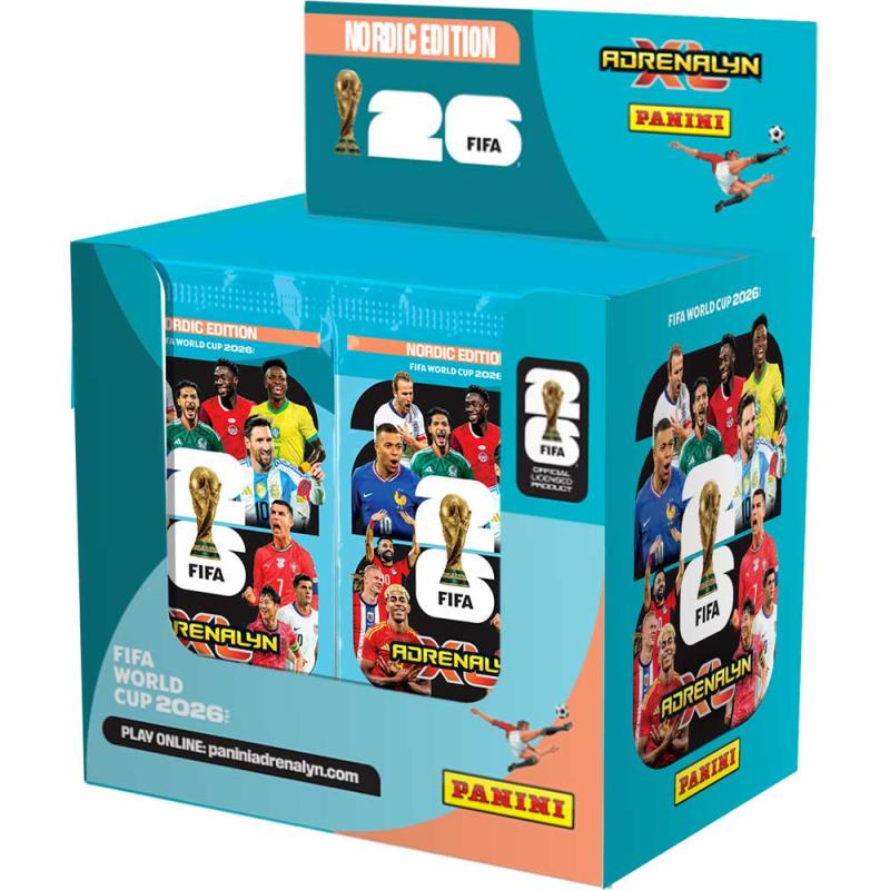 FÖRKÖP: 1st Låda (50 paket), Nordic Edition Panini Adrenalyn XL FIFA World Cup 2026 (Preliminär release 13:e mars 2026)