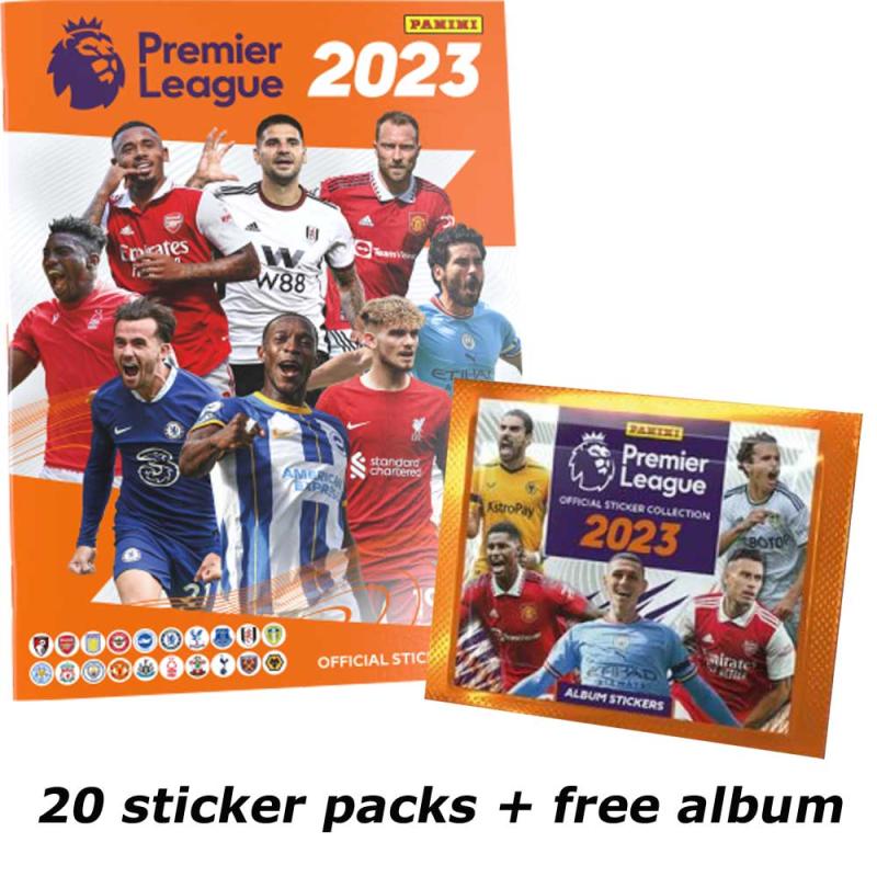 20st Paket + Gratis Album 2023 Panini Premier League Stickers (Klisterbilder)