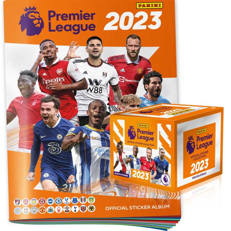 Box (50 Paket) + Gratis Album 2023 Panini Premier League Stickers (Klisterbilder)