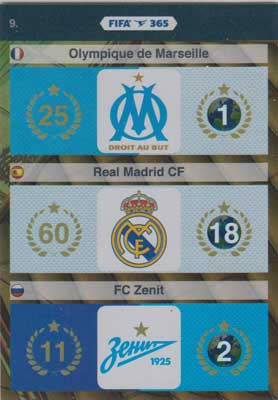 FIFA 365, 2015-16 Adrenalyn FIFA 365 #009 Olympique de Marseille / Real Madric CF / FC Zenit