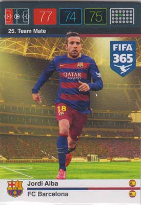 Team Mate, 2015-16 Adrenalyn FIFA 365 #025 Jordi Alba