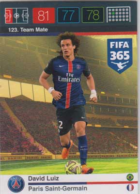 Team Mate, 2015-16 Adrenalyn FIFA 365 #123 David Luiz