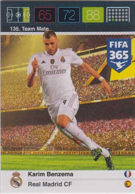 Team Mate, 2015-16 Adrenalyn FIFA 365 #135 Karim Benzema