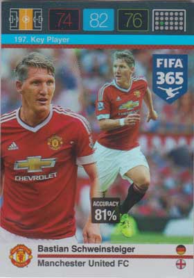 Key Player, 2015-16 Adrenalyn FIFA 365 #197 Bastian Schweinsteiger