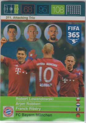 Attacking Trio, 2015-16 Adrenalyn FIFA 365 #311 Robert Lewandowski / Arjen Robben / Franck Ribery