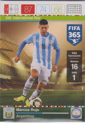 International Star, 2015-16 Adrenalyn FIFA 365 #320 Marcos Rojo
