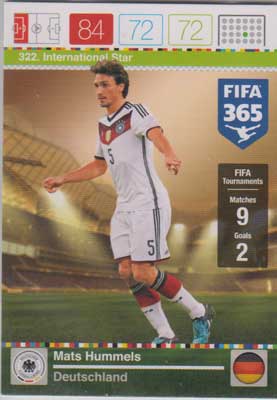 International Star, 2015-16 Adrenalyn FIFA 365 #322 Mats Hummels