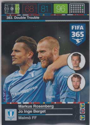 Double Trouble, 2015-16 Adrenalyn FIFA 365 #383 Markus Rosenberg / Jo Inge Berget