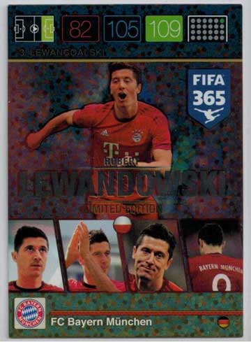 Limited Edition, 2015-16 Adrenalyn FIFA 365 Robert Lewandowski Lewangoalski #3