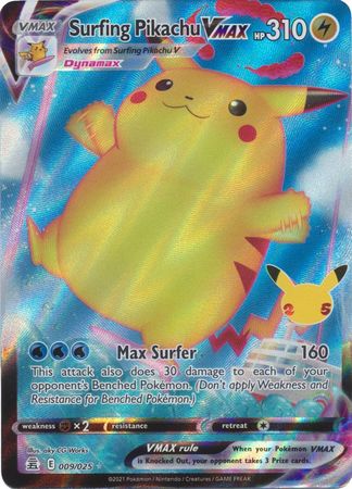 Celebrations - Surfing Pikachu VMAX - 9/25 - Ultra Rare