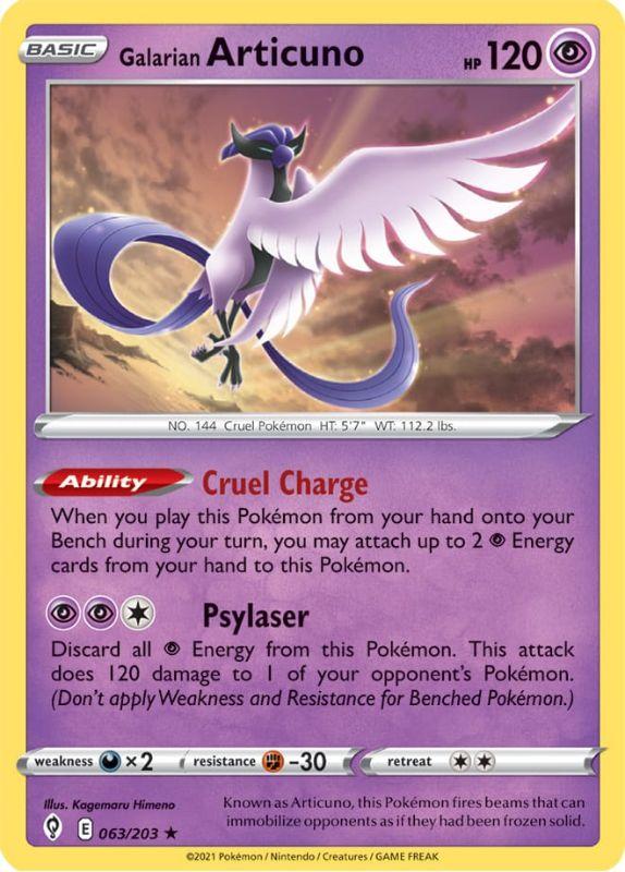 SWSH7 - Evolving Skies - 063/203 - Galarian Articuno - Holo Rare