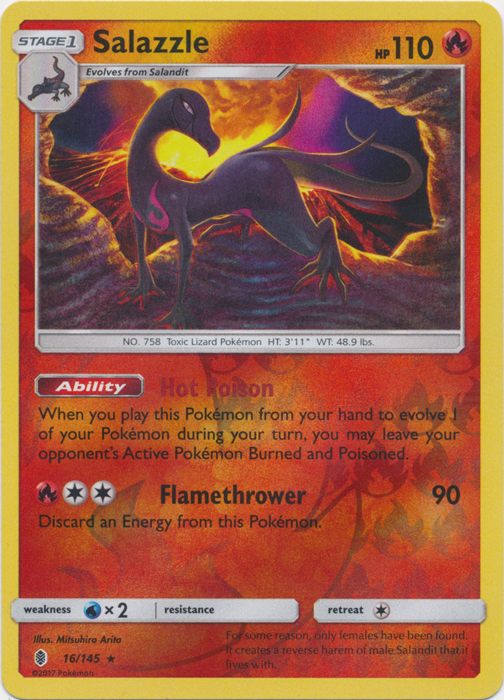 SM Guardians Rising, Salazzle - 16/145 - Rare Reverse Holo