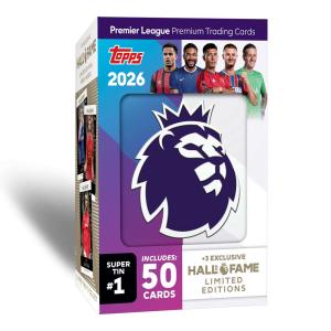 1 Super Tin 2026 Topps Premier League Trading Cards Retail - Slumpmässigt vald färg