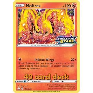 Pokemon, SEALED Build & Battle Brilliant Stars (SWSH9) 40-korts lek med Moltres [SWSH185]