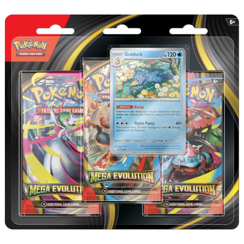 [MAX 1 PER HUSHÅLL] Pokémon, ME01: Mega Evolution, Three Pack Blister: Golduck