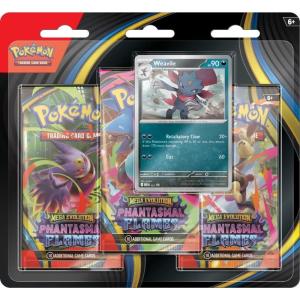 [MAX 1 PER HOUSEHOLD] PRE-BUY: Pokémon, ME02: Phantasmal Flames, Three Pack Blister: Weavile (Preliminary release - Read listing)