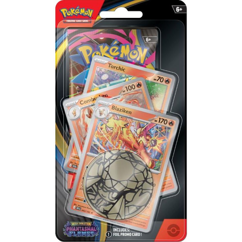 [MAX 1 PER HUSHÅLL] Pokémon, ME02: Phantasmal Flames, PREMIUM Checklane Blister Pack: Blaziken
