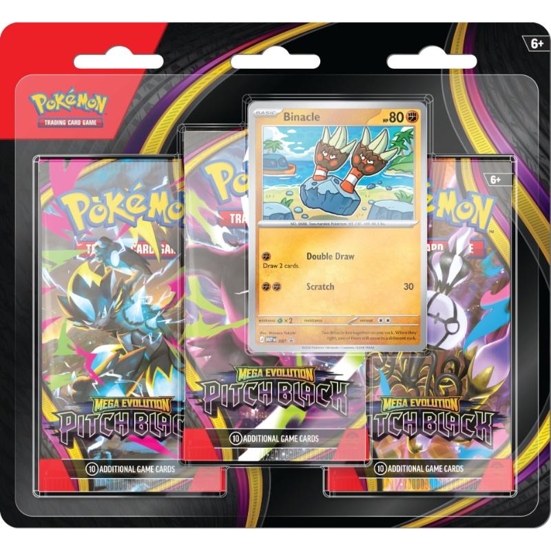 [MAX 1 PER HOUSEHOLD] Pokémon, ME05: Pitch Black, Three Pack Blister: Binacle