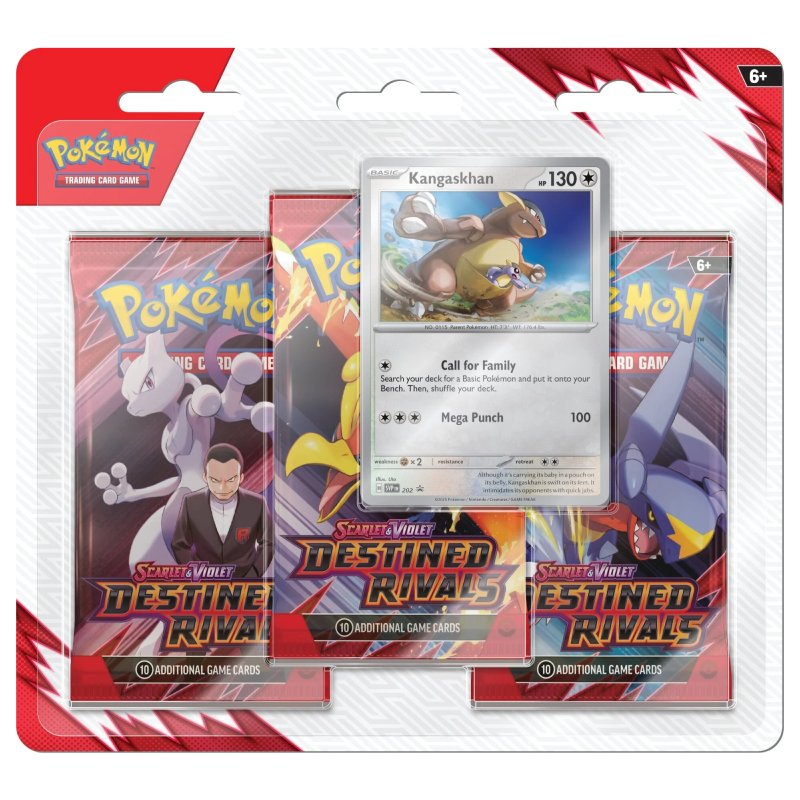 [MAX 1 PER HUSHÅLL] FÖRKÖP: Pokémon, SV10: Destined Rivals, Three Pack Blister: Kangaskhan (Preliminär release 26 / 30 maj. Läs i produktinfo)