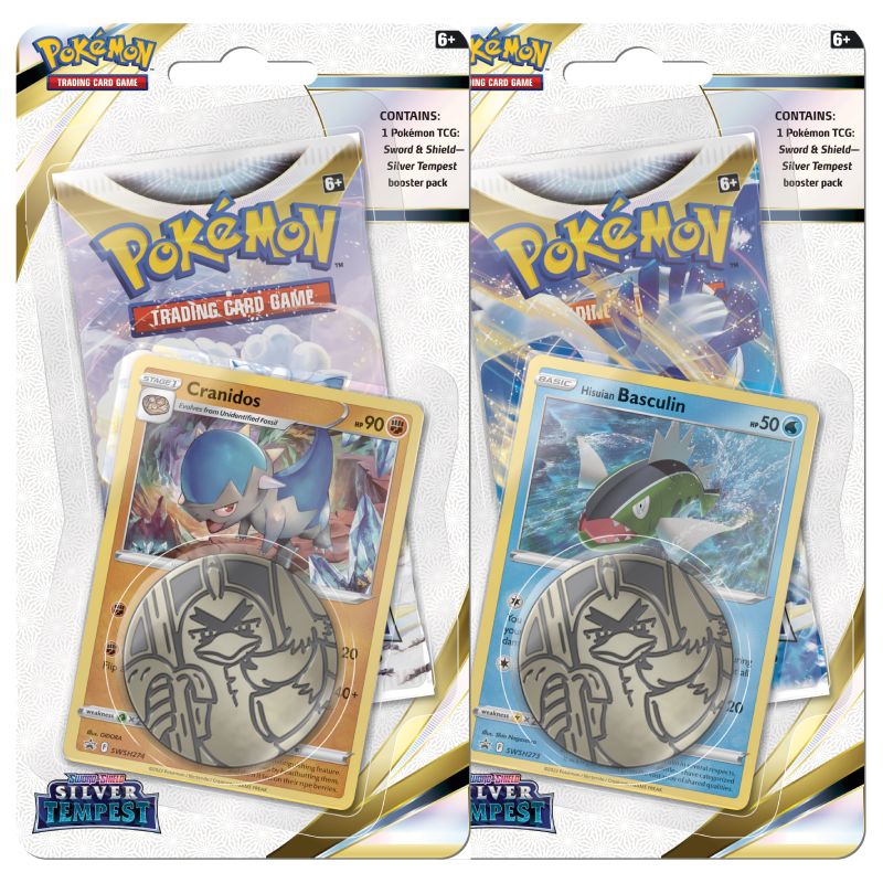 Pokémon, Sword & Shield 12: Silver Tempest, Checklane Blister Pack x 2 (Basculin + Cranidos)