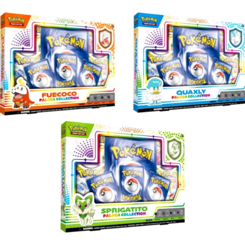 Pokémon, Paldea Collection x 3 (Fuecoco, Sprigatito & Quaxly)