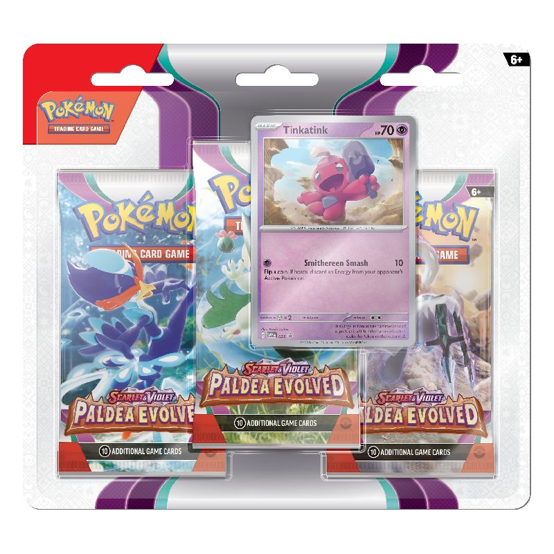 FÖRKÖP: Pokémon, SV2: Paldea Evolved, Three Pack Blister: Tinkatink (Preliminär release 9:e juni 2023)