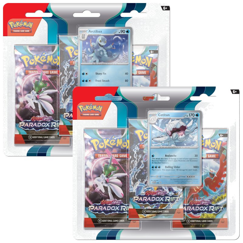 Pokémon, SV4: Paradox Rift, Three Pack Blister x 2 (Arctibax + Cetitan)