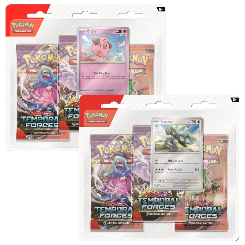 Pokémon, SV5: Temporal Forces, Three Pack Blister x 2 (Cleffa + Cyclizar)