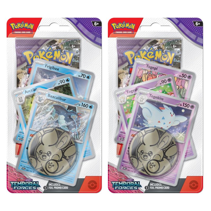 Pokémon, SV5: Temporal Forces, PREMIUM Checklane Blister Pack x 2 (Baxcalibur + Togekiss)