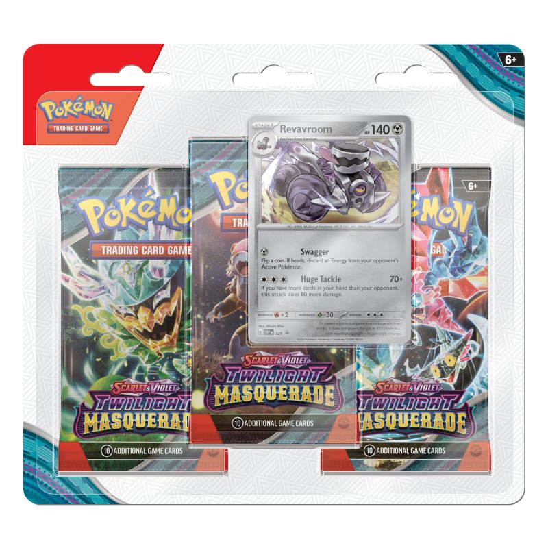 FÖRKÖP: Pokémon, SV6: Twilight Masquerade, Three Pack Blister: Revavroom (Preliminär release 24:e maj 2024)