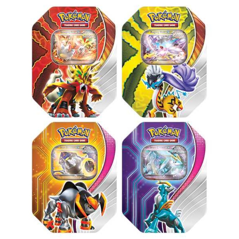 Pokémon, Paradox Destinies Tin x 4 (Gouging Fire ex, Raging Bolt ex,  Iron Boulder ex & Iron Crown ex)