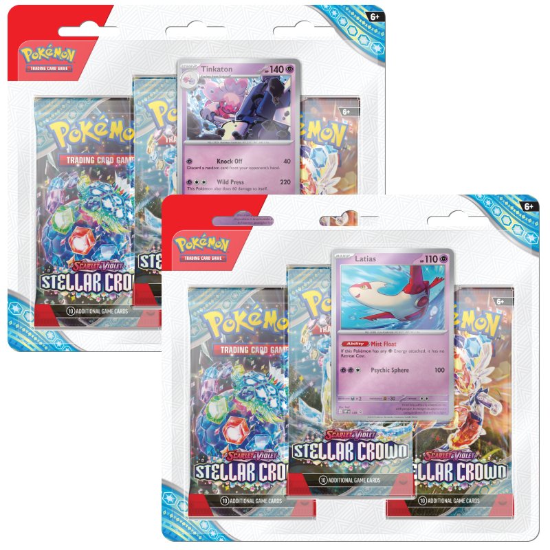 Pokémon, SV7: Stellar Crown, Three Pack Blister x 2 (Tinkaton + Latias)