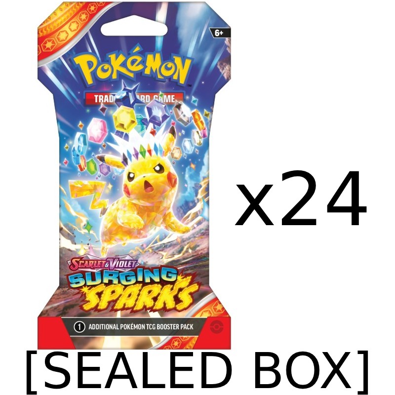 PRE-BUY: Pokémon, SV8: Surging Sparks, Sleeved Booster Display (24 sleeved boosters) (Preliminary early sales release November 4:th 2024)