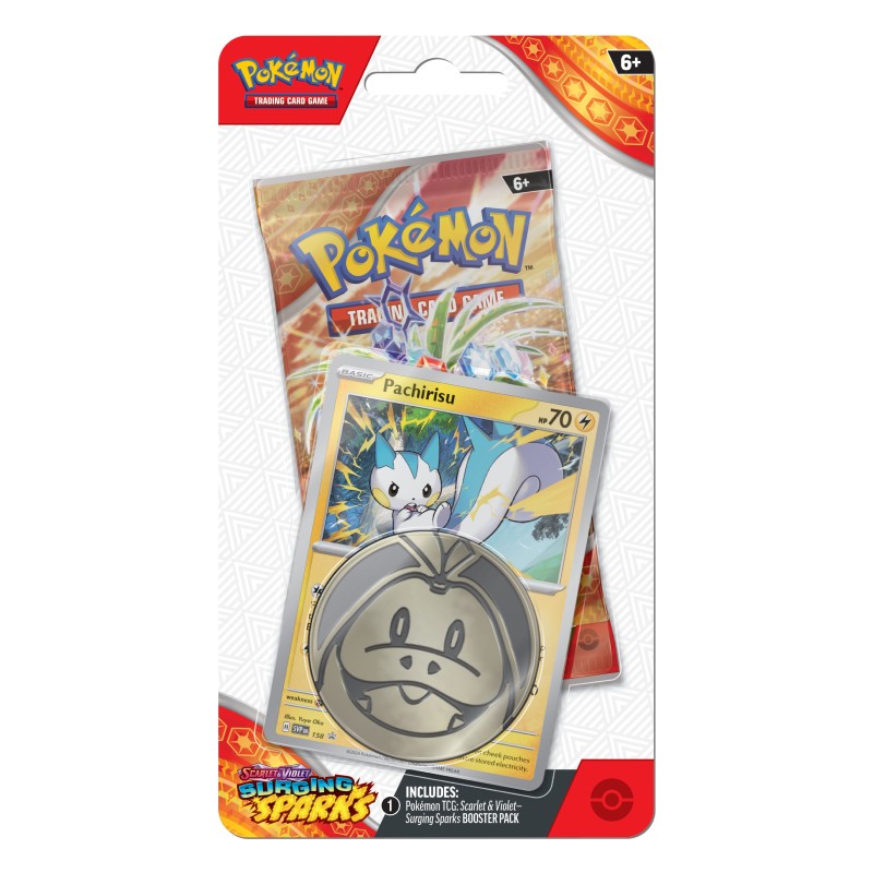 FÖRKÖP: Pokémon, SV8: Surging Sparks, Checklane Blister Pack: Pachirisu (Preliminär release 8:e november 2024)