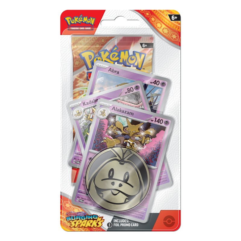 PRE-BUY: Pokémon, SV8: Surging Sparks, PREMIUM Checklane Blister Pack: Alakazam (Preliminary release November 8:th 2024)